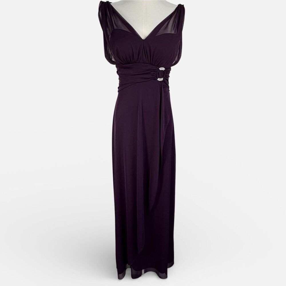 Betsy & Adam Formal Gown Women’s 4 Plum Ruched Evening Prom Dress